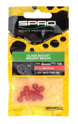 Sklenen korlky Spro Glass Bullet Weight Beads Red Ruby