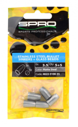 Zae Spro Stainless Steel Bullet Sinkers + Glass Beads